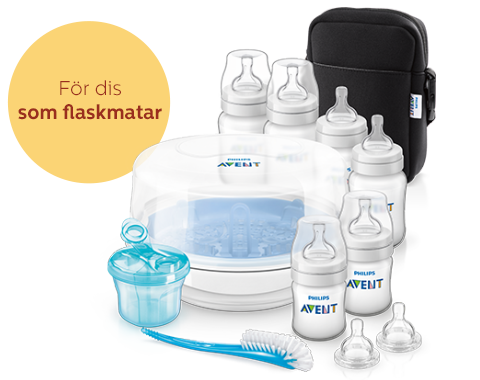 Viktiga tillbeh&ouml;r f&ouml;r flaskmatning: nappflaskor, &aring;ngsterilisator Philips Avent