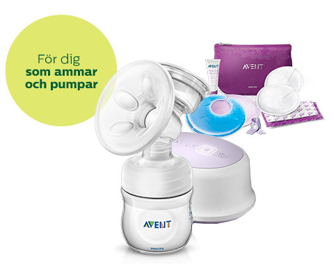 Viktiga amningstillbeh&ouml;r: br&ouml;stpump, nappflaska, f&ouml;rvaring Philips Avent