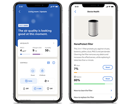 Appen Philips Air+, luftkvalitet p&aring; telefonsk&auml;rmar