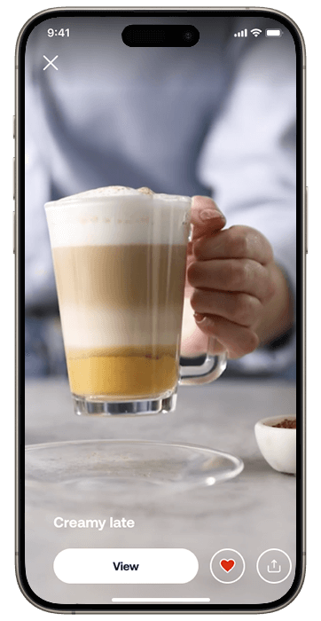 Smartphone med HomeID-sk&auml;rmen som visar upp kafferecept