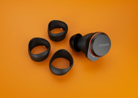 Philips true wireless-sporthörlurar med utbytbara stabilisatorer i flera storlekar